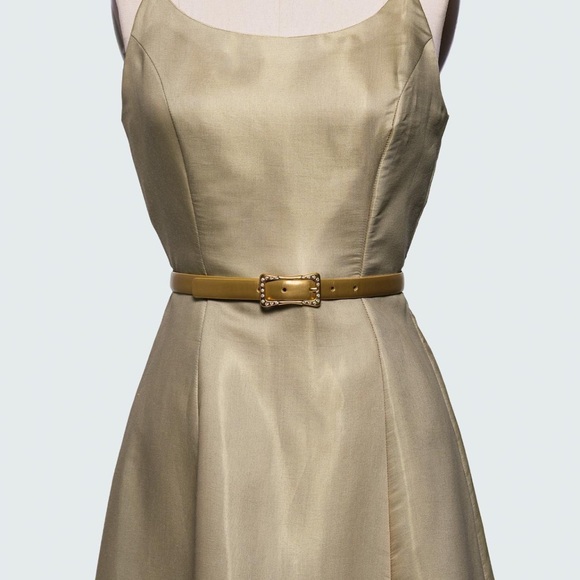 Vintage 90s Liz Claiborne Rhinestone Gold Faux Leather Belt